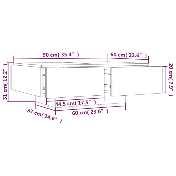 Couchtisch Grau Sonoma 90x60 cm