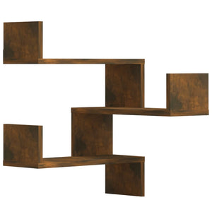 Wand-Eckregale 2er Set Räuchereiche 40x40x50 cm