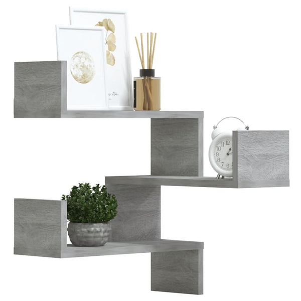 Graue Sonoma Eckregale, 2er Set
