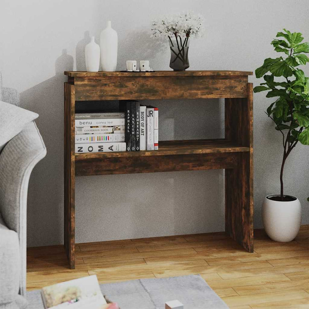 vidaXL Table console chêne fumé 80x30x80 cm bois d'ingénierie