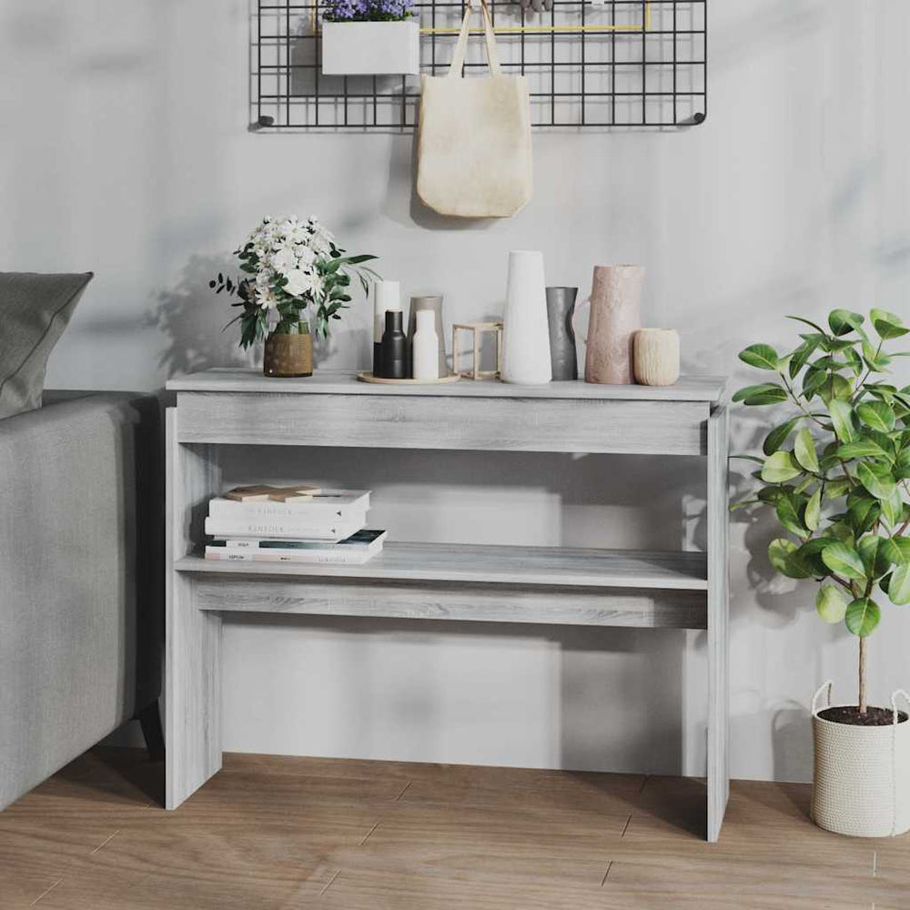 vidaXL Table console gris Sonoma 102x30x80 cm Aggloméré