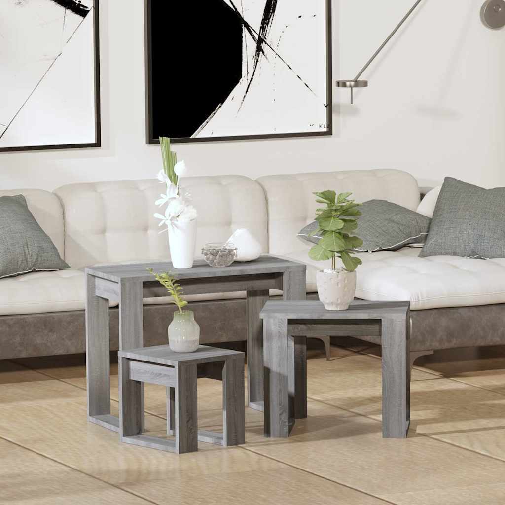 Satztische 3er Set Grau Sonoma