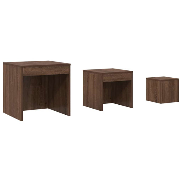 vidaXL Tables gigognes 3 pcs Marron aspect chêne Bois d'ingénierie