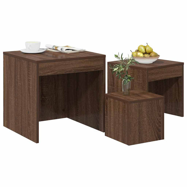 vidaXL Tables gigognes 3 pcs Marron aspect chêne Bois d'ingénierie