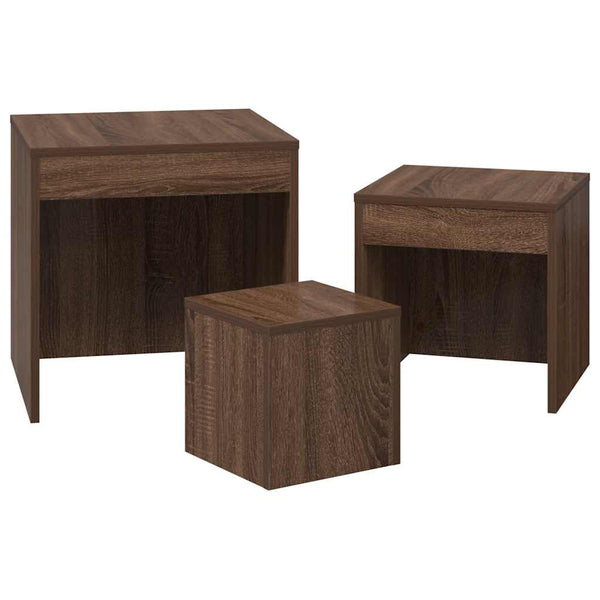 vidaXL Tables gigognes 3 pcs Marron aspect chêne Bois d'ingénierie