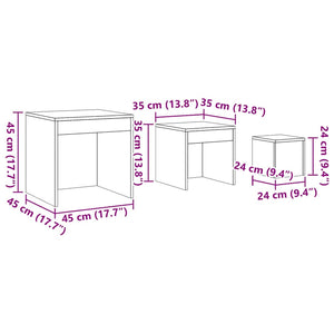 vidaXL Tables gigognes 3 pcs Marron aspect chêne Bois d'ingénierie