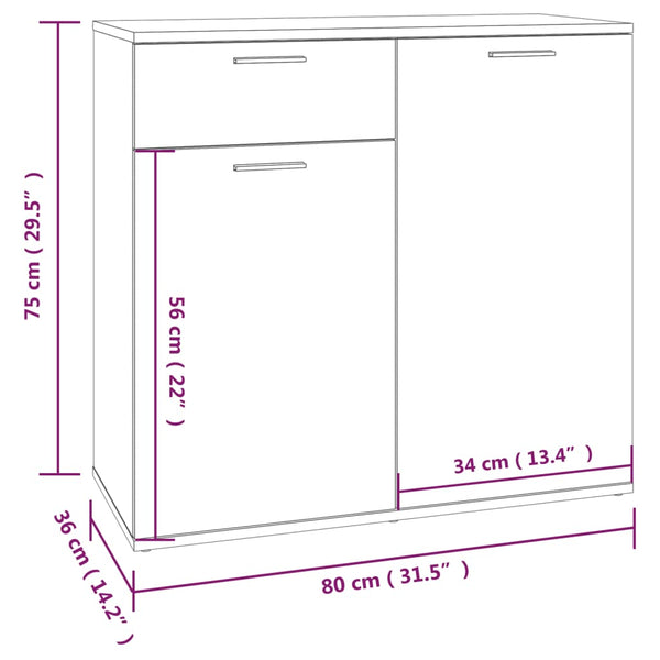 Sideboard Räuchereiche 80 cm