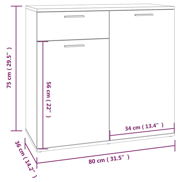 Sideboard Grau Sonoma 80x36x75 cm