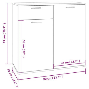 vidaXL Buffet marron aspect chêne 80x36x75 cm Bois d'ingénierie