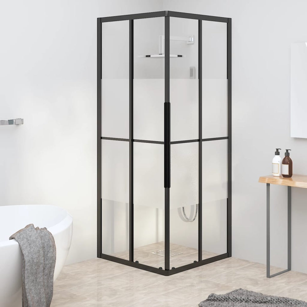vidaXL Cabine de douche ESG semi-dépolie 80x80x180 cm noir