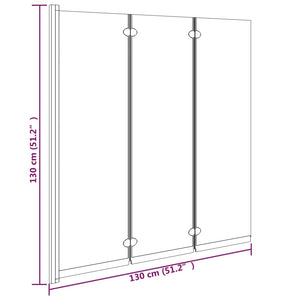 Badewannenfaltwand 3-teilig 130x130 cm ESG Schwarz