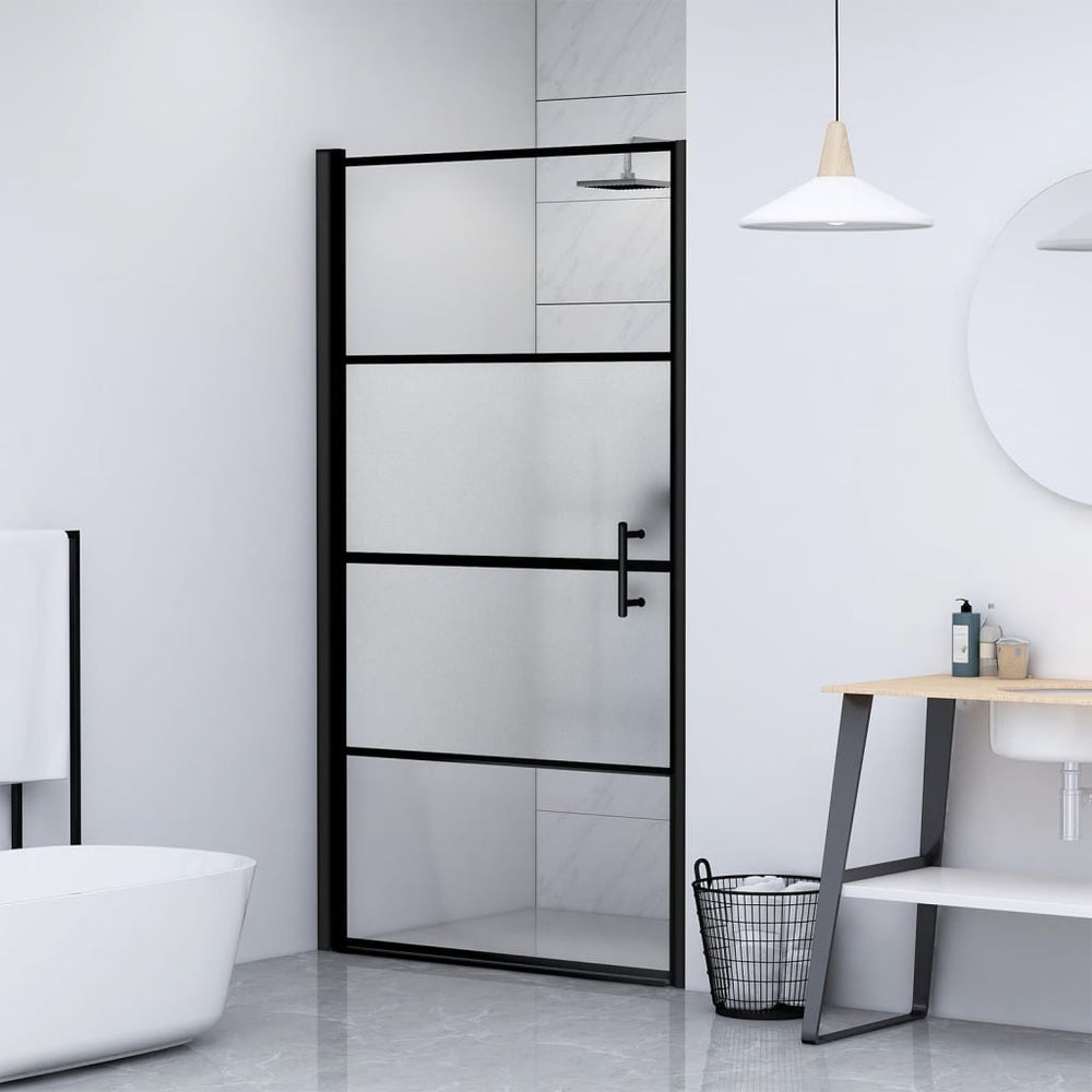 vidaXL Porte de douche 81x195 cm Verre trempé dépoli Noir