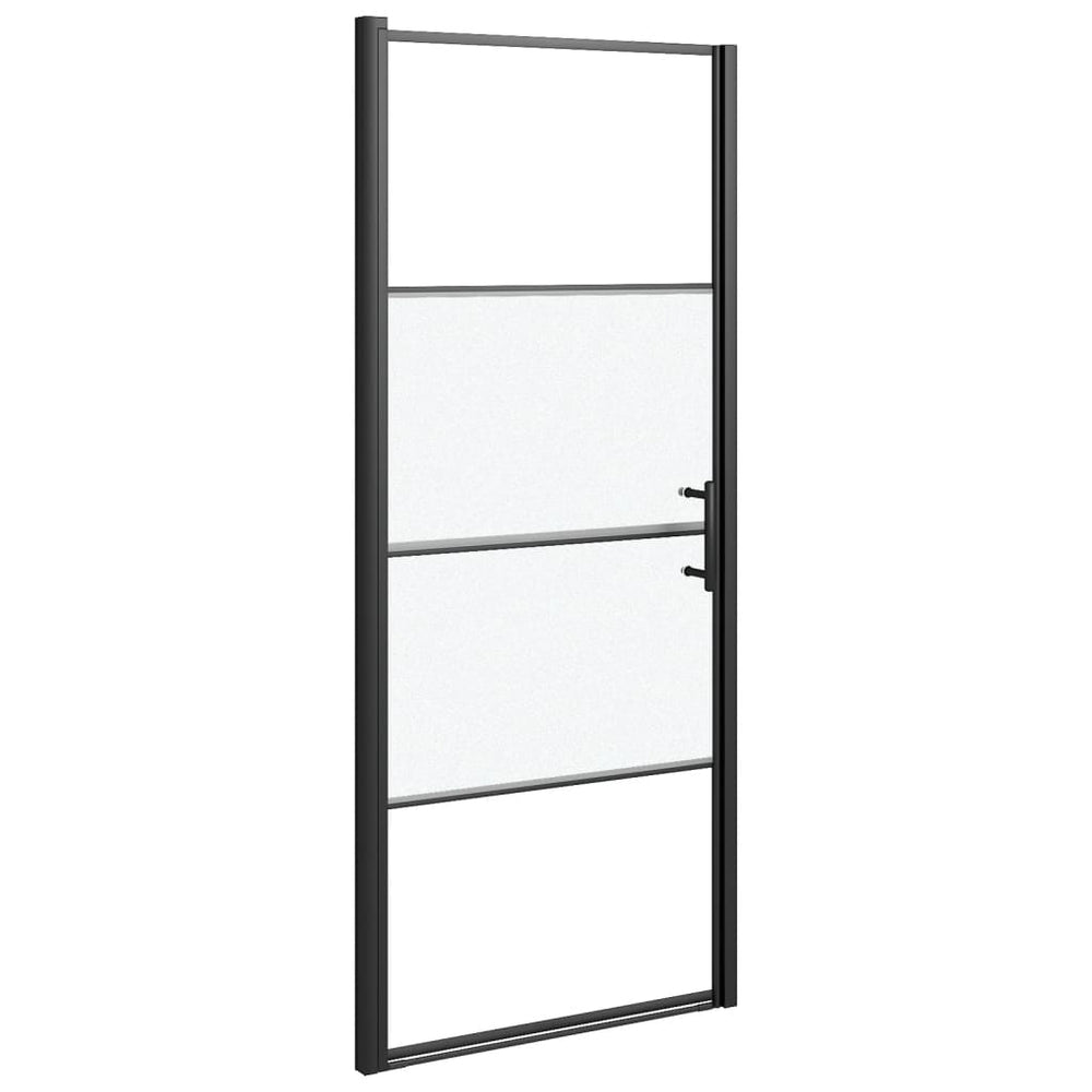 vidaXL Porte de douche 91x195 cm verre trempé demi-mat noir