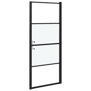 Duschtür 91x195 cm Halbmatt Hartglas Schwarz