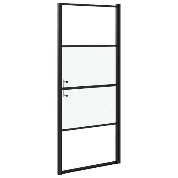 Duschtür 91x195 cm Halbmatt Hartglas Schwarz