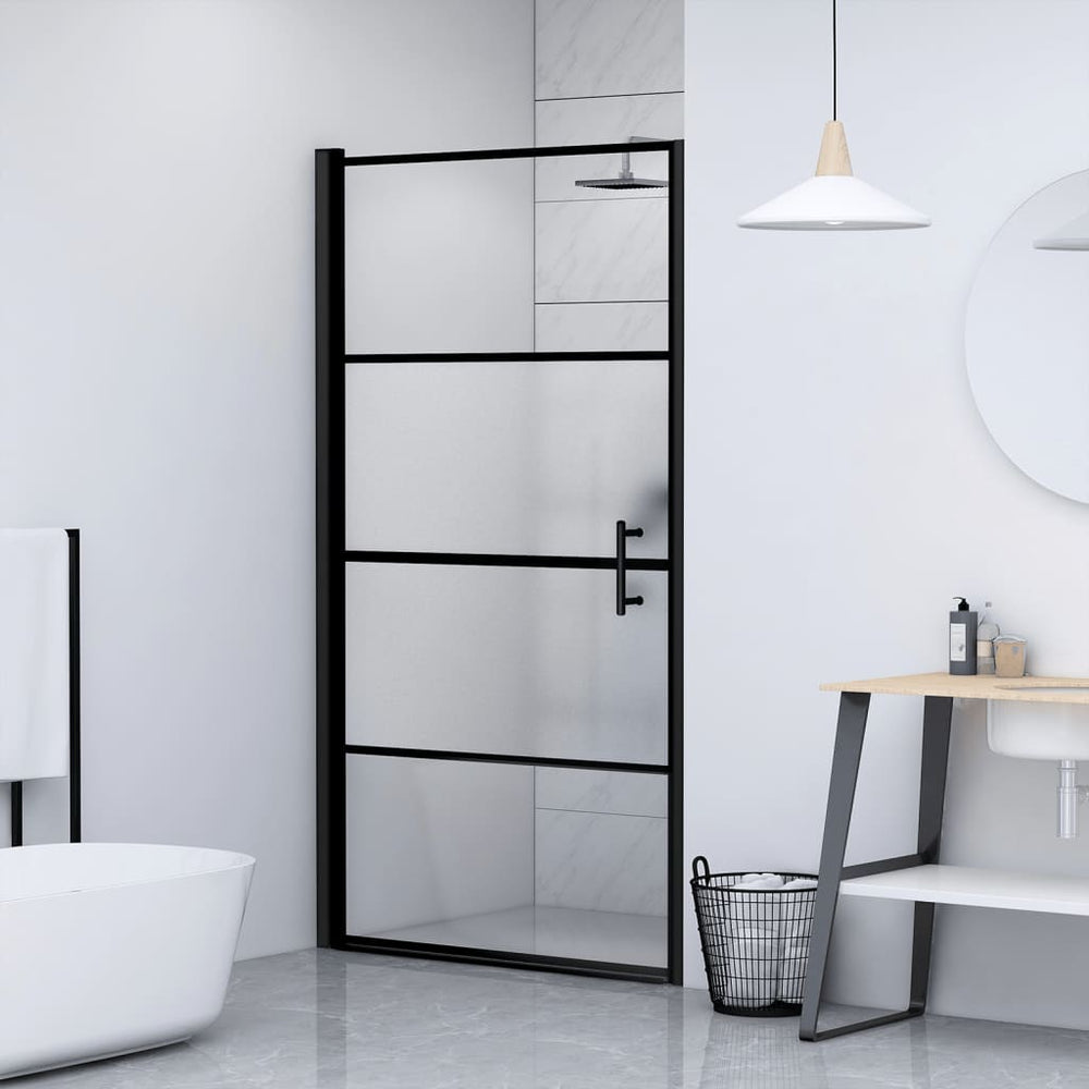 vidaXL Porte de douche 91x195 cm verre trempé demi-mat noir