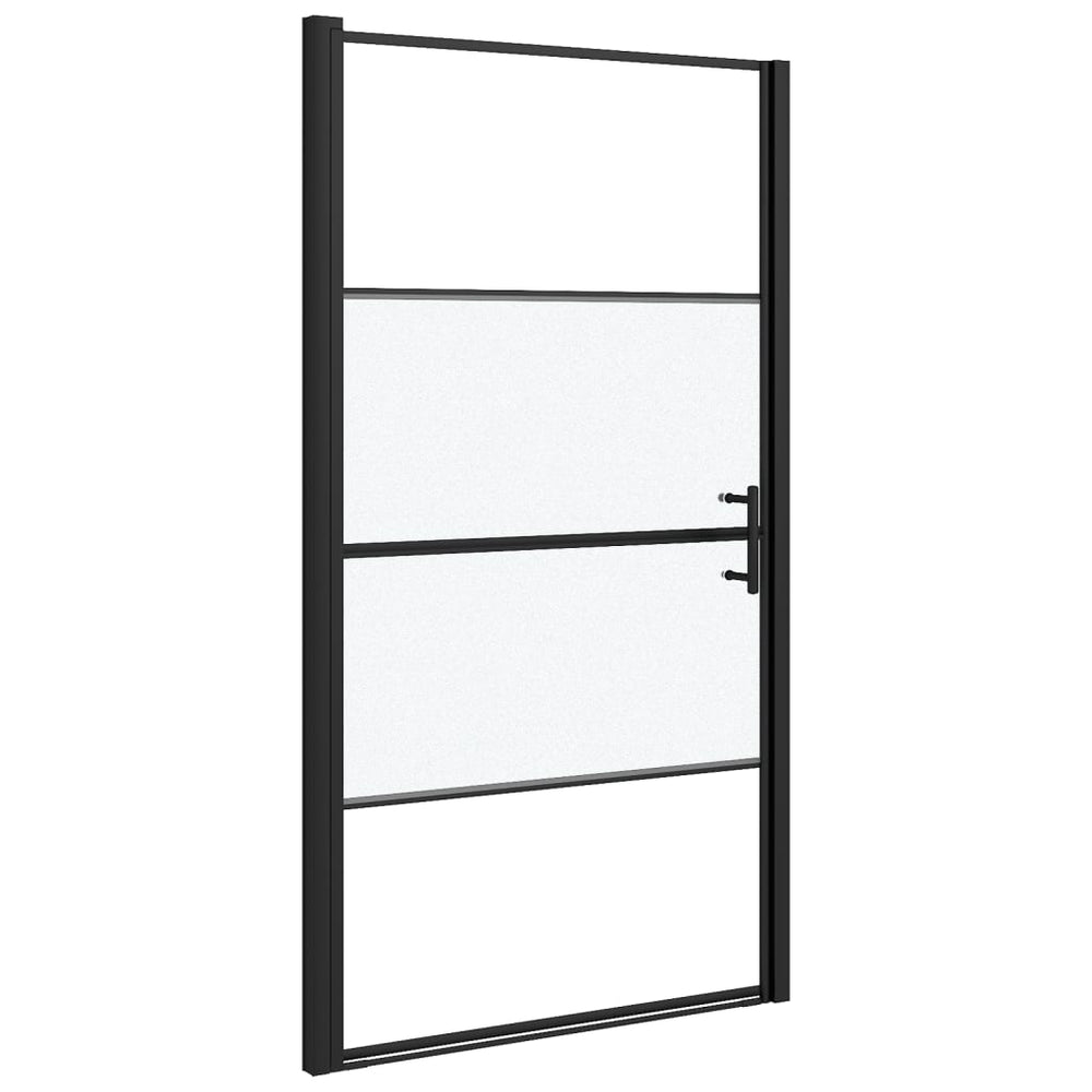 vidaXL Porte de douche 100x178 cm Verre trempé semi-transparent Noir