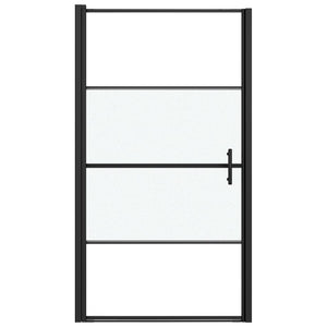 Duschtür 100x178 cm Halbmatt Hartglas Schwarz