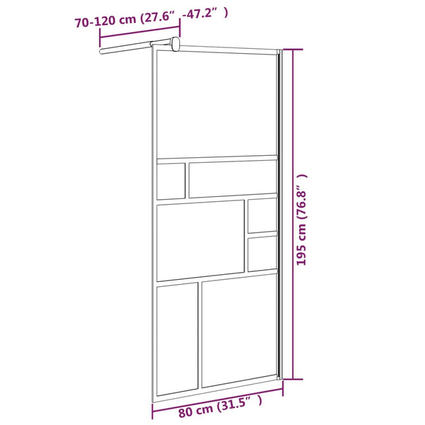 Duschwand für Walk-In Dusche 80x195 cm ESG-Glas Weiß