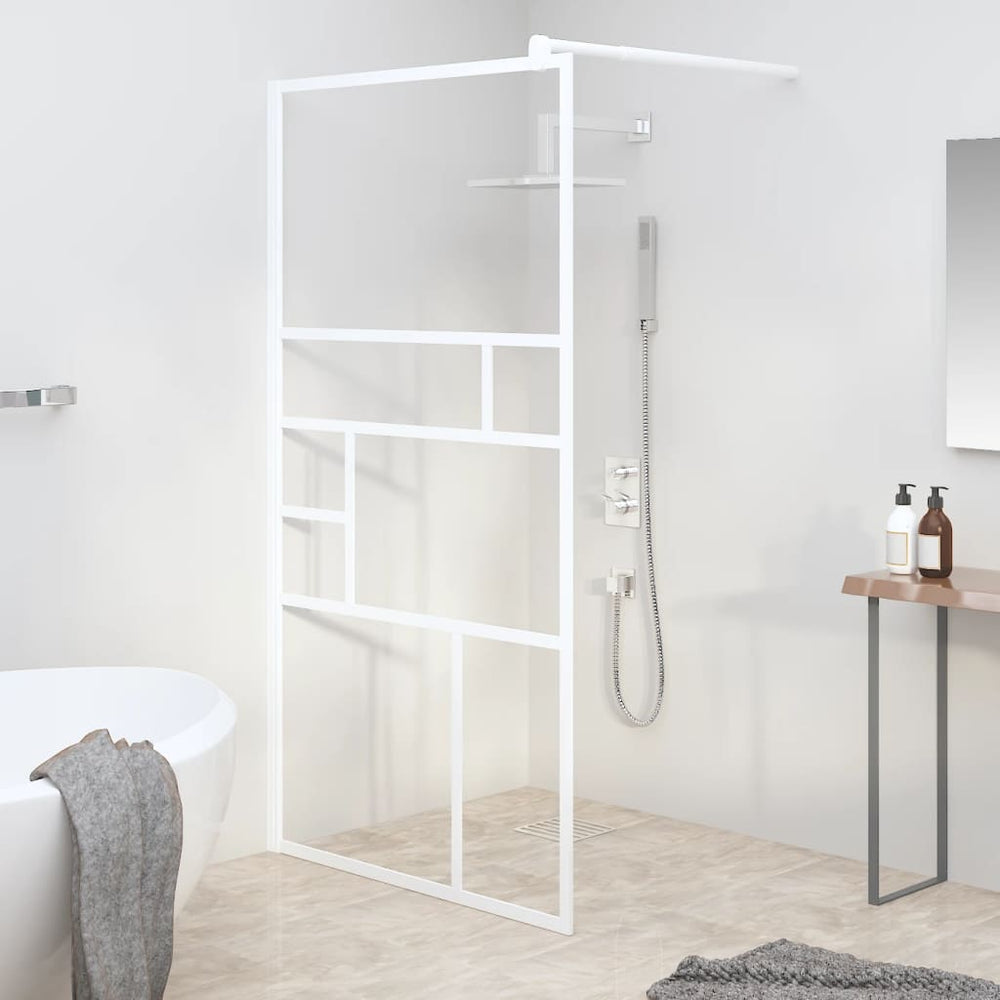 vidaXL Paroi de douche walk-in 115x195 cm en verre ESG Blanc