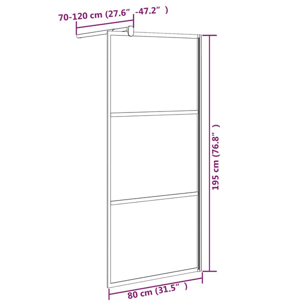 Duschwand für Walk-In Dusche 80x195 cm ESG Halbmattiert Schwarz