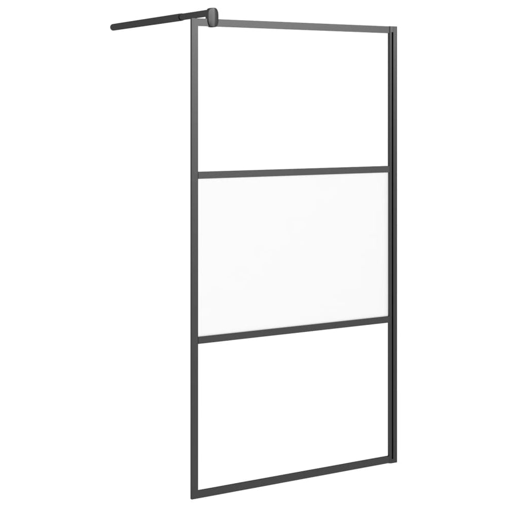 vidaXL Paroi de douche fixe 100x195 cm en verre de sécurité semi-dépoli noir