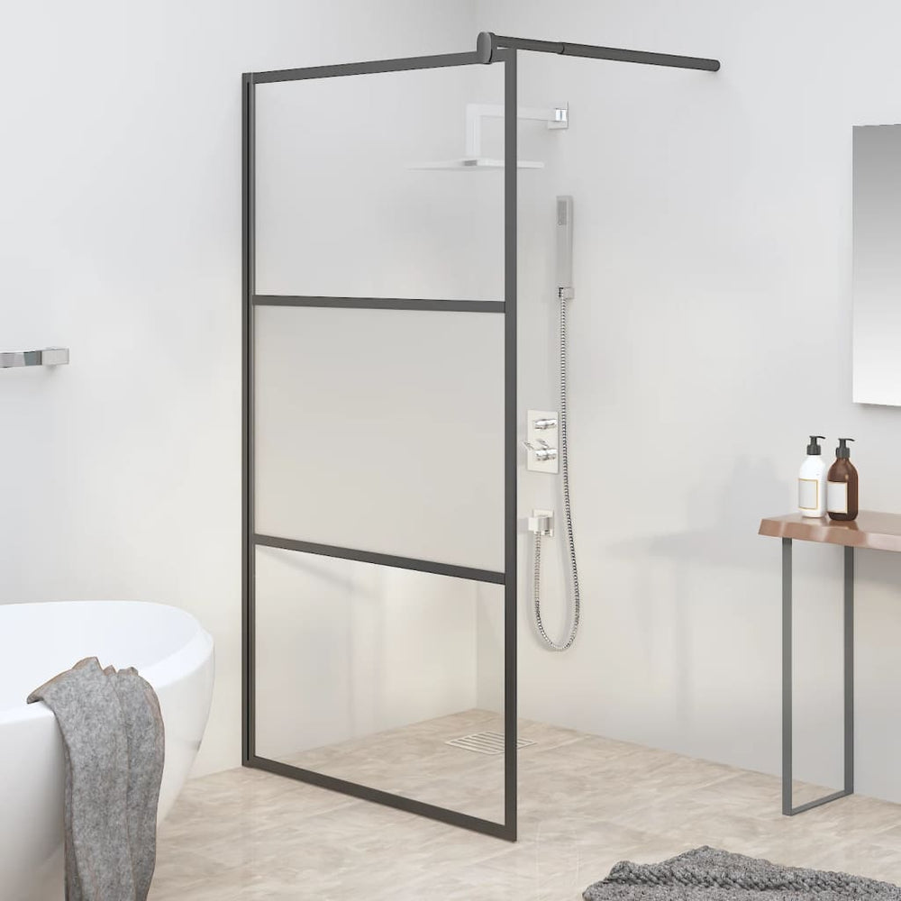 vidaXL Paroi de douche fixe pour douche à l'italienne 115x195 cm ESG Semi-poli Noir