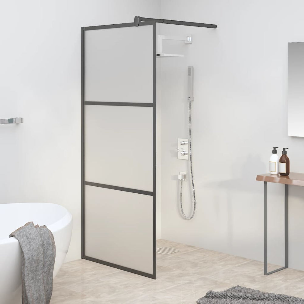 vidaXL Paroi de douche fixe 90x195 cm Verre de sécurité ESD Mat Noir