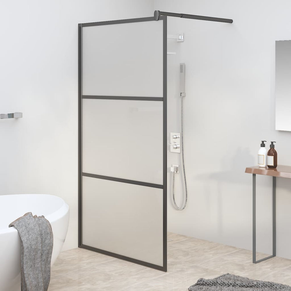 vidaXL Paroi de douche fixe 100x195 cm en verre de sécurité ESG dépoli noir