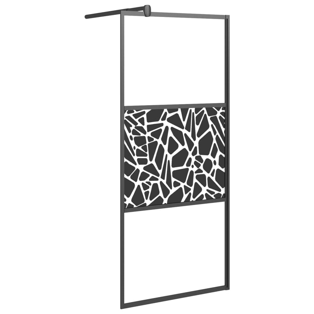 vidaXL paroi de douche à l'italienne 80x195 cm en verre de sécurité ESG motif pierre noir