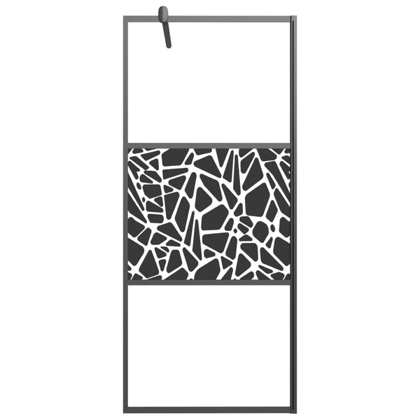Duschwand für Walk-In Dusche 90x195 cm ESG Steindesign Schwarz