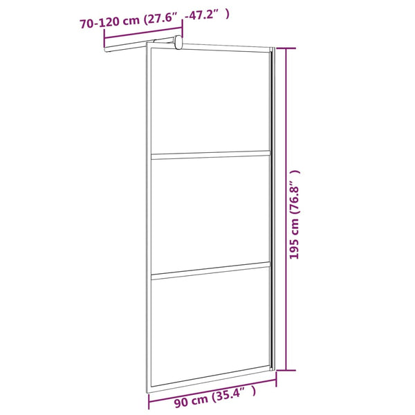 Duschwand für Walk-In Dusche 90x195 cm ESG Steindesign Schwarz