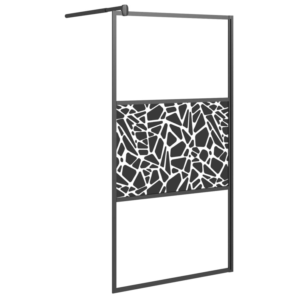 vidaXL Paroi de douche fixe 100x195 cm en verre de sécurité motif pierre noir