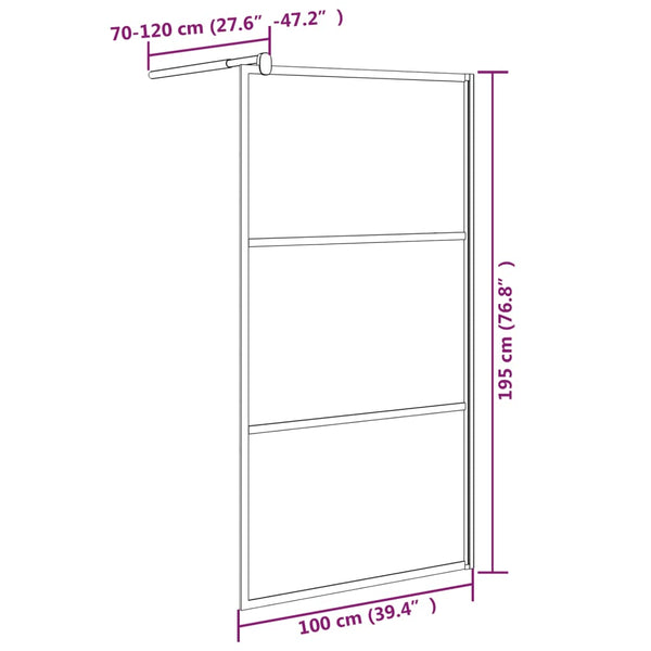 Duschwand für Walk-In Dusche 100x195cm ESG Steindesign Schwarz