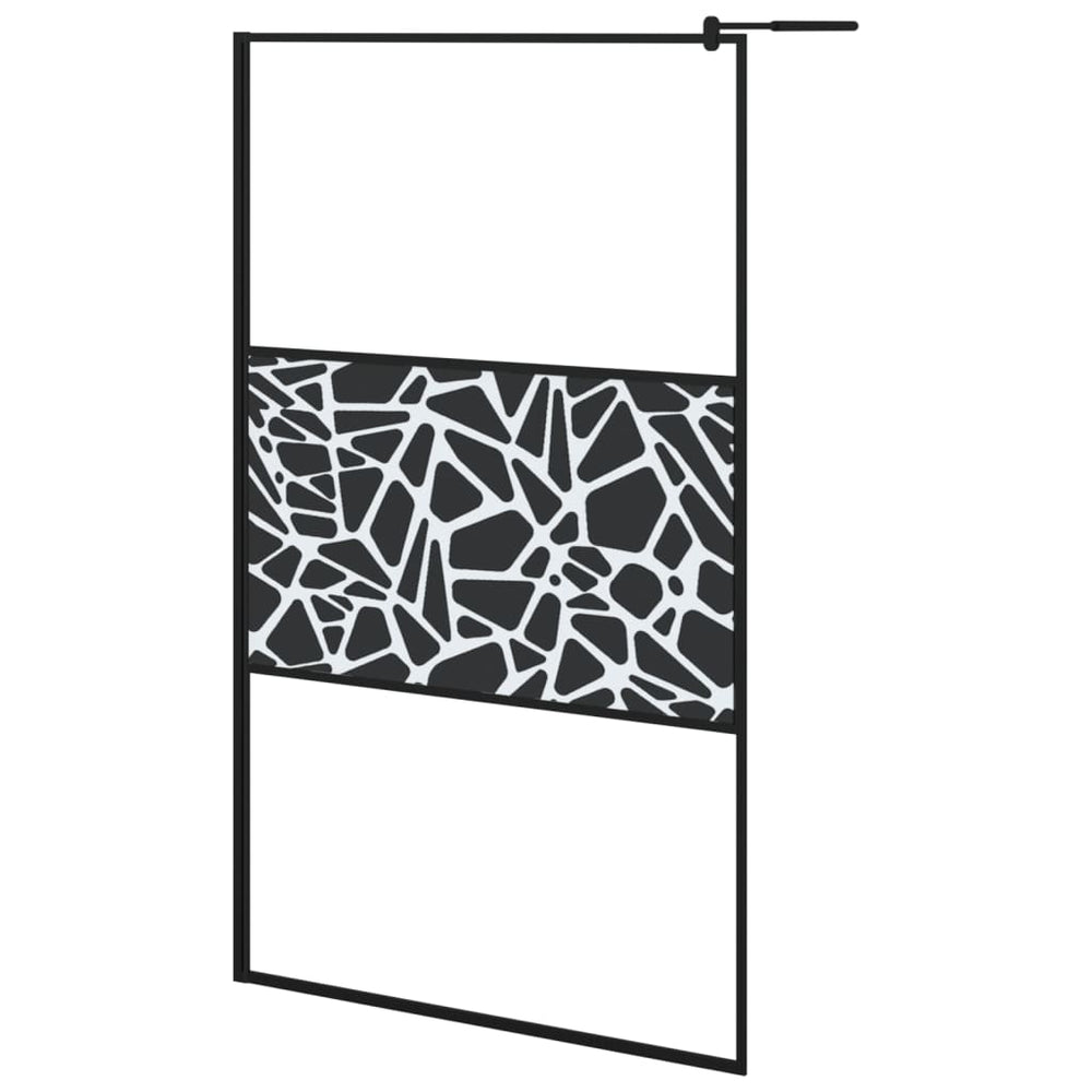 vidaXL Paroi de douche fixe 115x195 cm verre ESG motif pierre noir