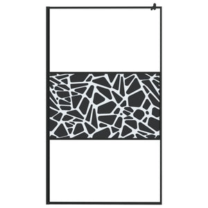 Duschwand für Walk-In Dusche 115x195 cm ESG Steindesign Schwarz
