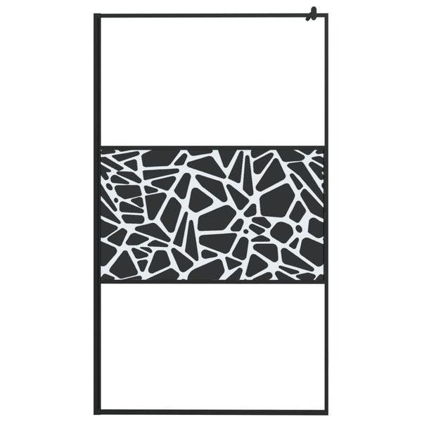 Duschwand für Walk-In Dusche 115x195 cm ESG Steindesign Schwarz