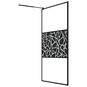 Duschwand für Walk-In Dusche 115x195 cm ESG Steindesign Schwarz
