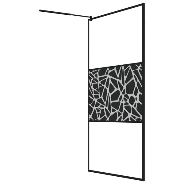 Duschwand für Walk-In Dusche 115x195 cm ESG Steindesign Schwarz