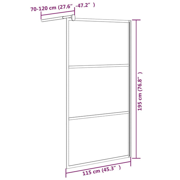 Duschwand für Walk-In Dusche 115x195 cm ESG Steindesign Schwarz