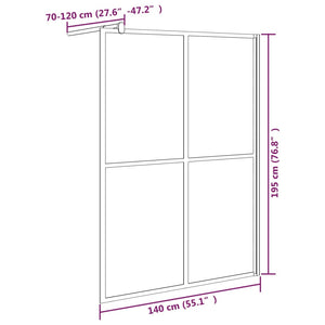 Duschwand für Walk-in Dusche 140x195 cm Dunkles Sicherheitsglas