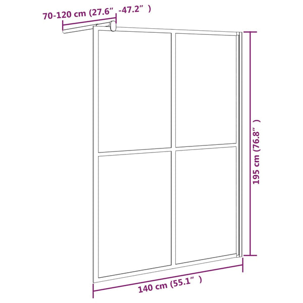Duschwand für Walk-in Dusche 140x195 cm Dunkles Sicherheitsglas