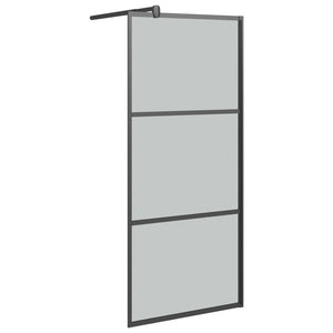 Duschwand für Walk-In Dusche 80x195 cm Dunkel ESG Glas Schwarz