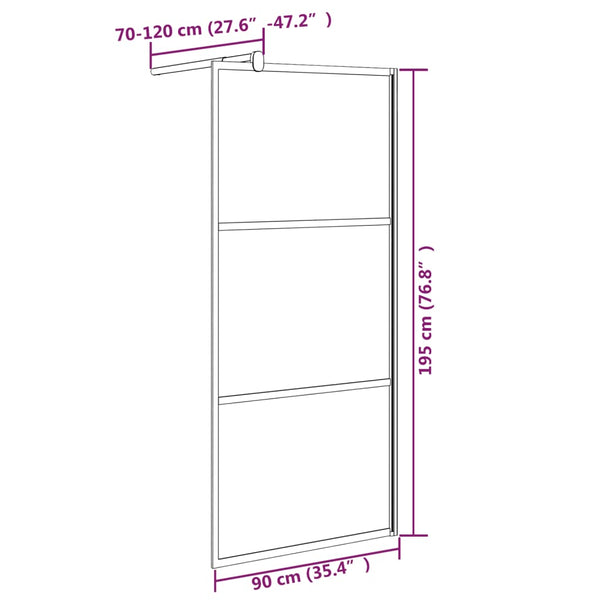 Duschwand für Walk-In Dusche 90x195 cm Dunkel ESG Glas Schwarz