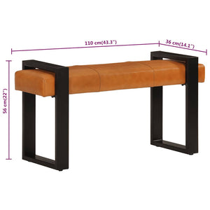 Sitzbank Schwarz Braun 110 cm Ziegenleder