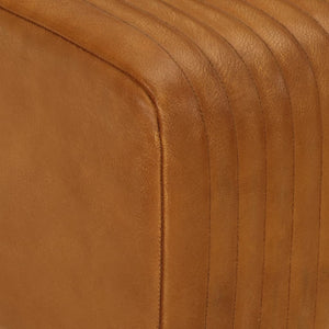 Echtleder Sitzbank Braun 107cm Mango Massivholz