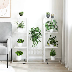 Blumenständer mit Rollen, Weiß