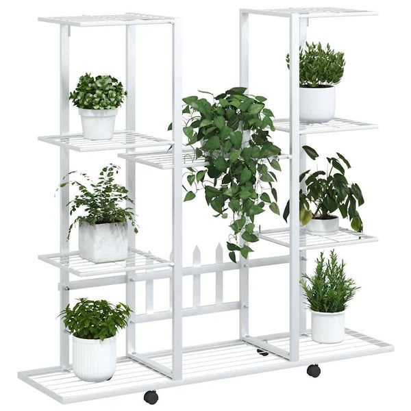 Blumenständer mit Rollen, Weiß