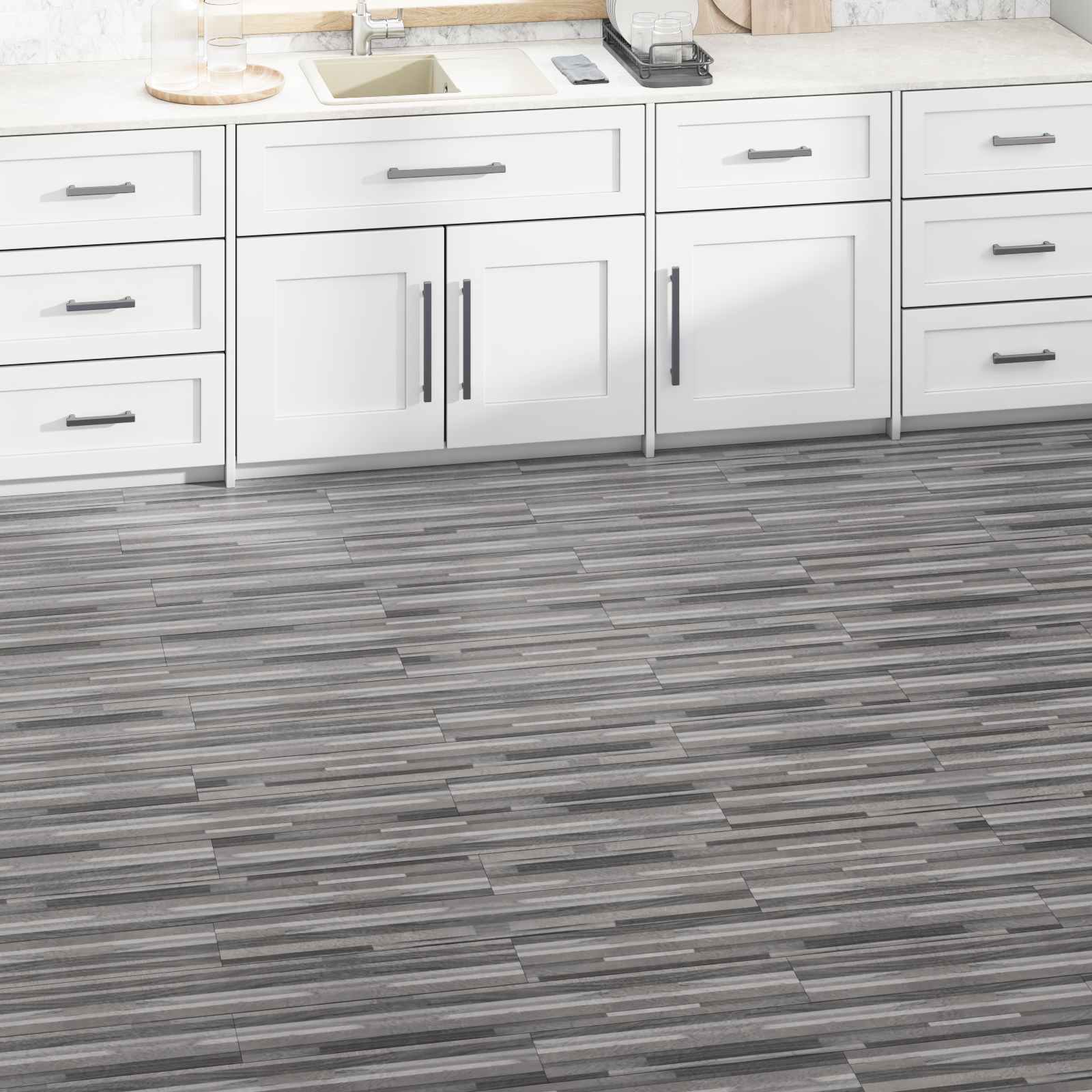 PVC Bodenplanken Gestreift Grau 2,51 m²
