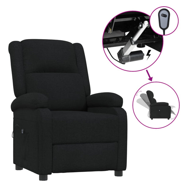 vidaXL Fauteuil relax électrique en tissu noir